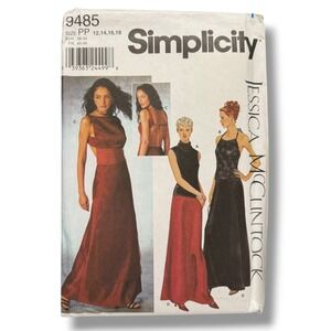 Simplicity 9485 Jessica McClintock Sewing Pattern‎ Misses 12-18 Formal Uncut